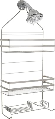 BINO 'Lafayette' Rust-Resistant Shower Caddy - Satin Silver - Bathroom Shower Caddy Over The Shower Head Shower Rack Shower Organizer Hanging Shower Caddy Shampoo Holder for Shower