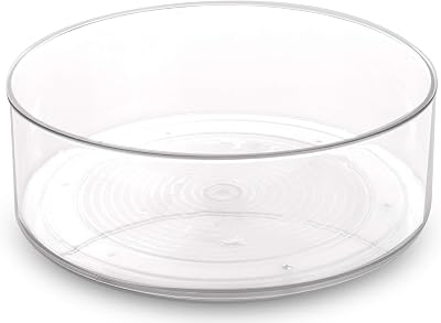 BINO Lazy Susan Turntable Spice Organizer Bin, Clear and Transparent Plastic Rotating Tray for Kitchen Pantry, Cabinet, and Countertops