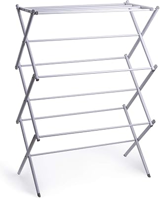 BINO | 3 Tier Foldable Drying Rack - White | Lightweight Steel Design, Easy Setup & Storage | Portable Steel Design | Laundry Drying Rack | Home Essential