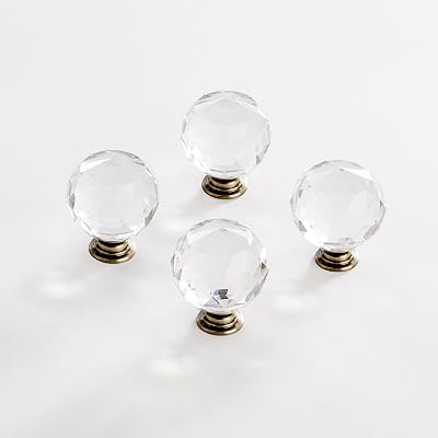 BINO 4-Pack Crystal Drawer Knobs - 1.5" Diameter (38mm), Bronze - Dresser Knobs for Dresser Drawers Crystal Knobs and Pulls Handles