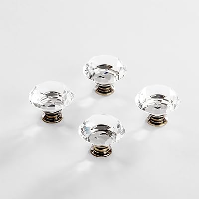 BINO 4-Pack Crystal Drawer Knobs - 1.5" Diameter (38mm), Bronze - Dresser Knobs for Dresser Drawers Crystal Knobs and Pulls Handles