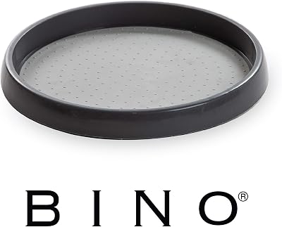 BINO 9-Inch Lazy Susan Turntable Spice Organizer, Grey - Plastic Rotating Lazy Susan Organizer Tray for Kitchen Pantry, Refrigerator, Freezer, Cabinet, and Countertops
