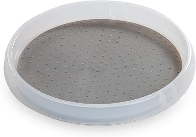 BINO 9-Inch Lazy Susan Turntable Spice Organizer, Frosted - Plastic Rotating Lazy Susan Organizer Tray for Kitchen Pantry, Refrigerator, Freezer, Cabinet, and Countertops