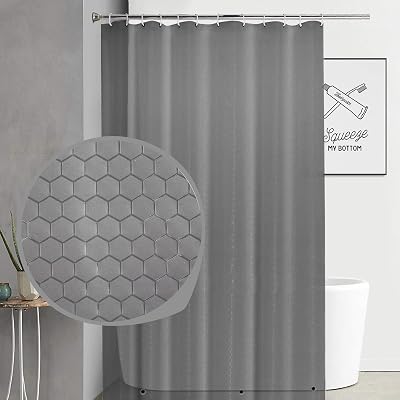 BINO Shower Curtain Liner, Grey - 70"x 72"- PEVA 8G Shower Curtains for Bathroom Clear Shower Liner