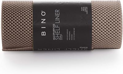 BINO Non-Adhesive Non-Slip Shelf and Drawer Grip Liner Mat, 12 -Inch x 15-Feet, Taupe