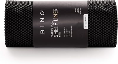 BINO Non-Adhesive Non-Slip Shelf and Drawer Grip Liner Mat, 12 -Inch x 15-Feet, Black