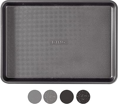 BINO Bakeware Nonstick Cookie Sheet Baking Tray, 10 x 15 Inch - Gunmetal | Premium Quality Textured Baking Sheet with Even-Flow Technology | Dishwasher Safe | Non-Toxic