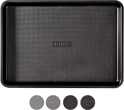 BINO Bakeware Nonstick Cookie Sheet Baking Tray, 13 x 18 Inch - Black | Premium Quality Textured Baking Sheet with Even-Flow Technology | Dishwasher Safe | Non-Toxic