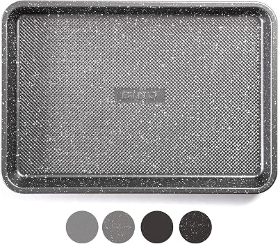 BINO Bakeware Nonstick Cookie Sheet Baking Tray, 9 x 13 Inch - Speckled Gunmetal | Premium Quality Textured Baking Sheet with Even-Flow Technology | Dishwasher Safe | Non-Toxic