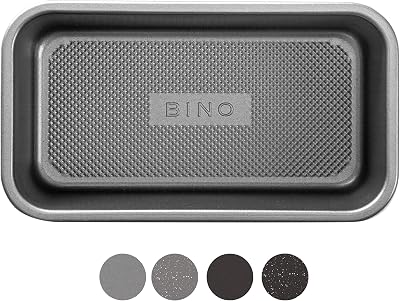 BINO Bakeware Nonstick Baking Pan, 9 x 5 Inch - Gunmetal | Premium Quality Textured Cake Pan with Even-Flow Technology | Dishwasher Safe | Non-Toxic