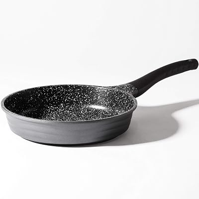 BINO Cookware Nonstick Frying Pan, 7.8 Inch - Matte Grey | THE WAVE COLLECTION | Premium Quality Nonstick Cast Aluminum Nonstick Pan Egg Pan Omelette Pan | Stay-Cool BAKELITE Handles | Non-Toxic
