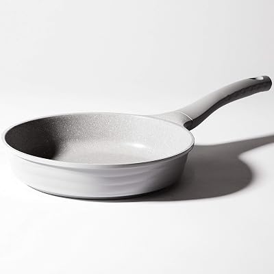 BINO Cookware Nonstick Frying Pan, 11 Inch - Matte Light Grey | THE WAVE COLLECTION | Premium Quality Nonstick Cast Aluminum Nonstick Pan Egg Pan Omelette Pan | Stay-Cool BAKELITE Handles | Non-Toxic
